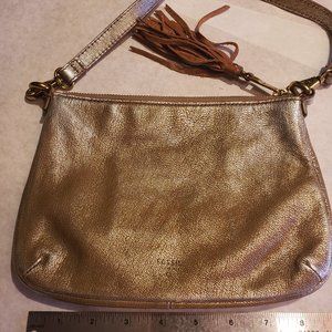 Small Fossil Crossbody Bag in gold faux leather
